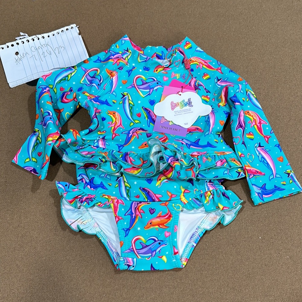 Posh Peanut Lisa Frank Dancing Dolphins 6-12 swim